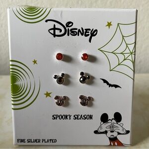 Disney Spooky Season Silver Plated Pumpkin Stud Earrings Set